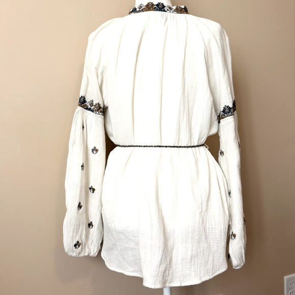 Scarlet Poppies Ibiza S/M Tunic Top Chic Embroidered Belted Beach - Picture 5 of 16